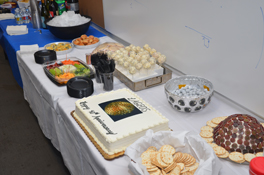 refreshment table with LAGEOS cake